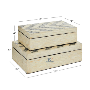 Lot de 2 boîtes de décoration personnalisées en nacre de couleur et de style attrayants du Vietnam - Product Image 1