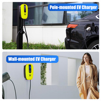 Chargeur mural AC de type 2 pour véhicules électriques, monophasé, 7 kW, 11 kW, 22 kW, borne de recharge rapide EVSE, affichage LCD, borne de recharge pour véhicules électriques