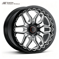 Jantes en alliage forgé style Beadlock pour SUV et pick-up tout-terrain 17 18 19 20 pouces Noir brillant Face usinée 10 rayons