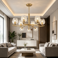 Lustre moderne de luxe avec pendentifs et lustres en fer de taille moyenne à hauteur réglable