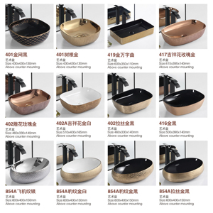 Forma ovale controsoffitto di lusso di colore dorato in porcellana a mano <span class=keywords><strong>lavabo</strong></span> da <span class=keywords><strong>bagno</strong></span> in ceramica WC Art lavello <span class=keywords><strong>ciotola</strong></span> - Product Image 5