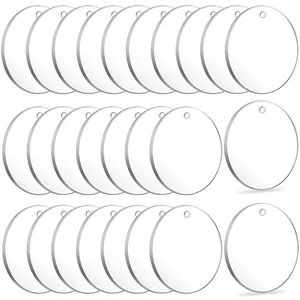 Fabriek Aangepaste Vorm Hoge Transparante Acryl Lege Ronde Lakens Clear Acryl Cirkels Disc Met Gaten Voor Sleutelhangers Display