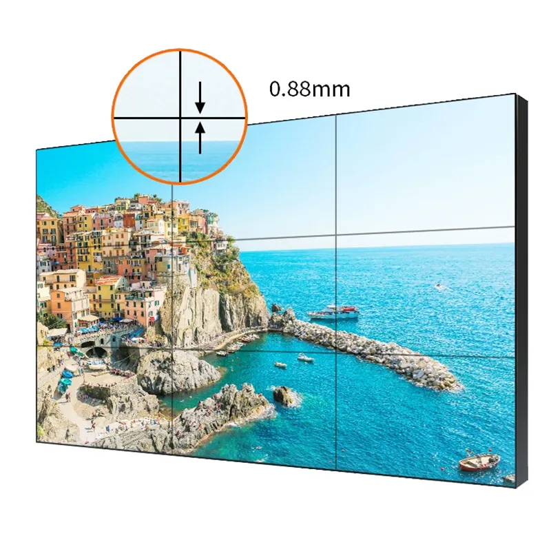एलसीडी वीडियो दीवार को प्रदर्शित करता है 3x3 55 इंच एलसीडी Splicing के स्क्रीन प्रदर्शन रैक मंजिल माउंट Splicing के स्क्रीन विज्ञापन मशीन
