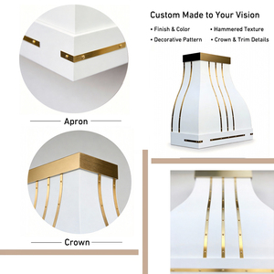 Lüks Villa Mutfağı İçin Pirinç Kayışlı Özel Mimari Beyaz Metal Davlumbaz Muhafazası - Product Image 6