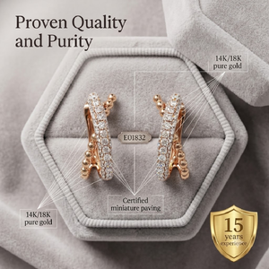 Boucles d'oreilles créoles entrelacées en diamant naturel et or rose 18 carats pour femme – Élégance raffinée - Product Image 3