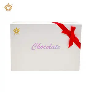 Jinguan Christmas Holiday Presents Handmade Lid And Base Cardboard Paper Red Chocolate Gift Boxes With 24 Compartment Divider