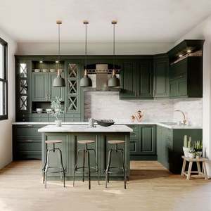 Gabinetes de Cocina Modernos de Alta Gama Personalizados |   Diseño de Mueble Bar Personalizado con Isla |   Material de Madera Maciza / Madera Contrachapada / Tablero de Partículas - Product Image 1