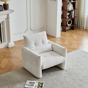 Canapé moderne à un siège en tissu velours carré avec cadre en bois, fauteuil de lecture rembourré, appartement, hôtel, salon, villa - Product Image 4