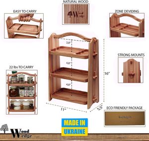 Three-Layer Wooden Standing Type Non-Folding <b>Storage</b> Rack <b>for</b> <b>Kitchen</b> Seasoning <b>Storage</b> Easy Installation - Product Image 3