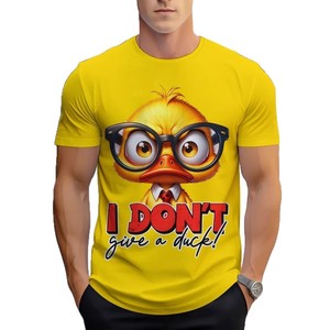 Camiseta de Manga Corta para Hombre con Diseño de Pato, Corte Regular, 100% Algodón, Transpirable, Estampado Digital, para Verano - Product Image 4