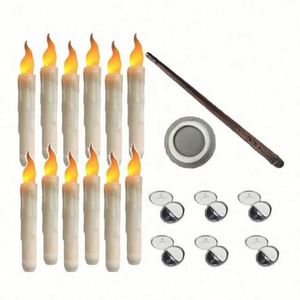 <b>Floating</b> <b>Candles</b> Wand Remote Magic Hanging <b>Candles</b> Flickering Yellow Warm White Light Flameless LED Taper Battery 12 Packs - Product Image 1