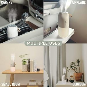 300ml Quiet Portable Ultrasonic Humidifier 2000mAh Battery Double <b>Spray</b> Atmosphere Lamp Car Household Hotel Use Plastic Material - Product Image 4