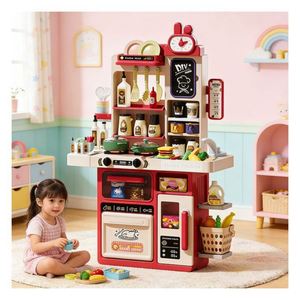Mini <b>Kitchen</b> Toy Set Kids Chef Counter Sink <b>Storage</b> <b>Cupboard</b> Cooking Practice Imagination Skill Training Parent Child Fun - Product Image 3