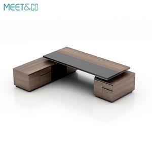 Modern Luxury Executive Office <b>Desk</b> Ergonomic Metal and Wood Modular and <b>Extendable</b> for Home or School Office Use - Product Image 4