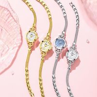 Montre à quartz élégante et simple pour femme, avec cadran en strass et perles, bracelet léger en acier allié, tendance