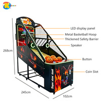 Machine de jeu d'arcade de tir au basket-ball, à monnayeur, pour intérieur, certifiée CE, avec détection de mouvement, version anglaise