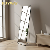 Grand miroir sur pied de luxe pour chambre à coucher, avec cadre en métal noir, pleine longueur, pour la coiffure et le maquillage