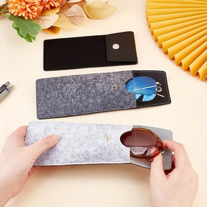 Étui à lunettes en feutre et cuir PU avec fermeture à pression, étui <span class=keywords><strong>de</strong></span> protection pour lunettes <span class=keywords><strong>de</strong></span> vue pour les voyages, étui portable pour lunettes <span class=keywords><strong>de</strong></span> soleil pour femmes - Product Image 2