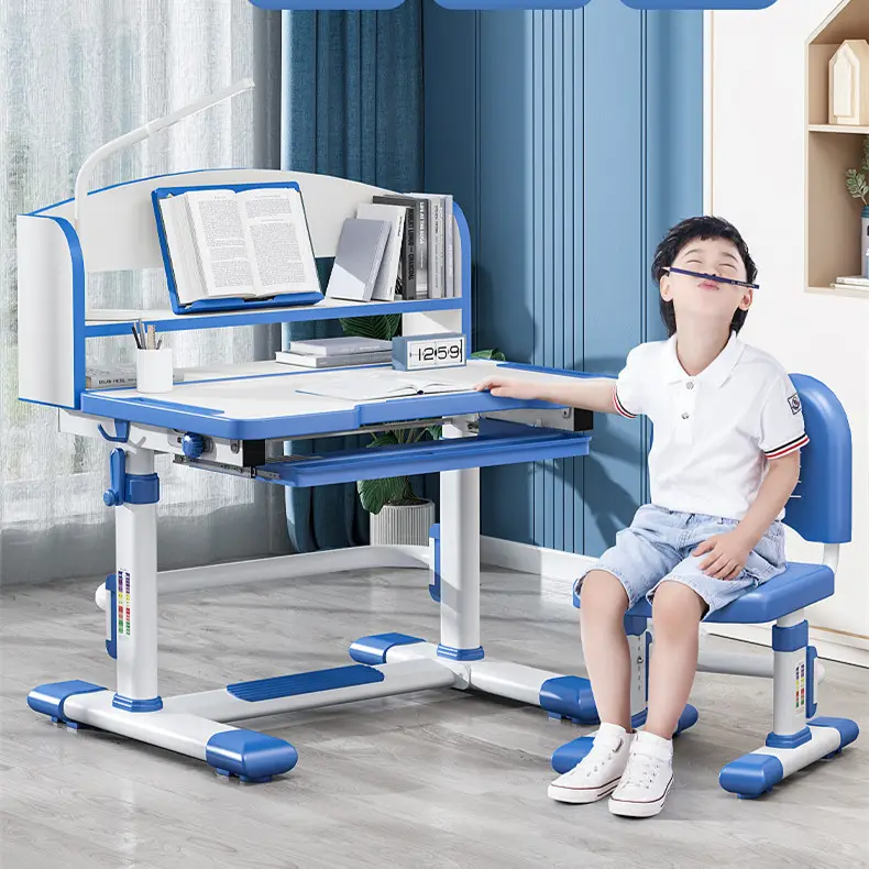 Height Adjustable table and chair modern writing home drawing ergonomic children study table set With Storage Drawer