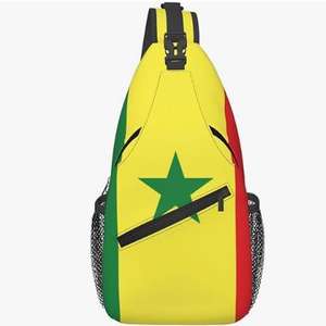 Drapeau du Sénégal Sac à bandoulière personnalisé de haute qualité Sacs à dos à bandoulière Sacs de poitrine fissurés - Product Image 1