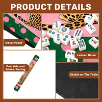 Alas Mahjong Amerika Motif Leopard & Polka Dot yang Trendi, Anti-Selip Peredam Suara Tahan Air Retro Warna-Warni Grosir