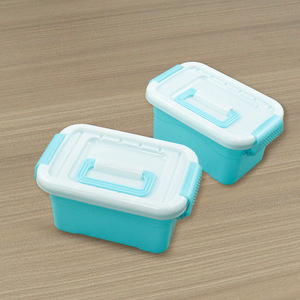 Plastic <b>Storage</b> <b>Box</b> Rectangle 16x10x7.5 Cm With Lid For Toys And Miscellaneous Items Blue Base White Lid - Product Image 2