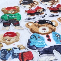 Patch en tissu brodé motif ours de dessin animé, pour serviette, sweat-shirt à manches courtes, sac décoratif, personnalisable