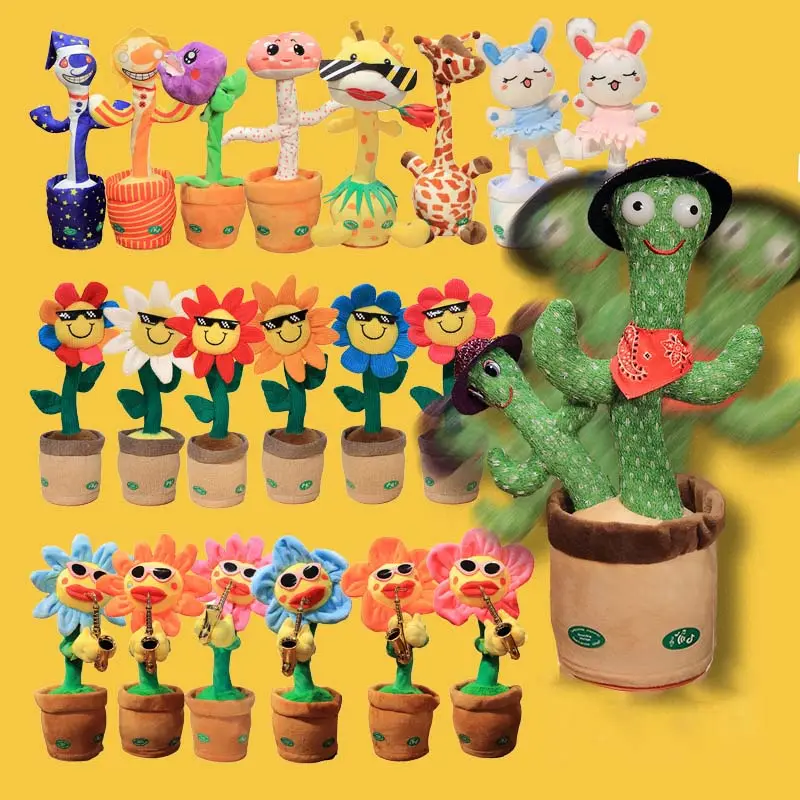 Kaktus Bailarin dapat diisi ulang elektronik berbicara menari dan bernyanyi kaktus mainan mewah untuk anak-anak