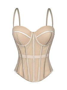 Corsetto da <span class=keywords><strong>donna</strong></span> in rete che stringe la vita canotta con spalline imbottite coppe capispalla modellante Fishbone Top Sehe alla moda - Product Image 5