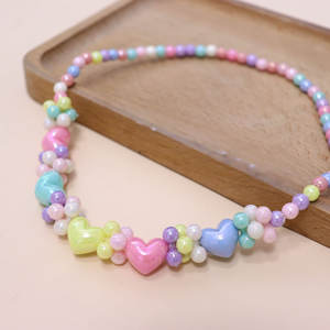 Collar con cuentas en forma de corazón, gargantilla estilo caramelo de color pastel, joyería de moda para fiestas - Product Image 3