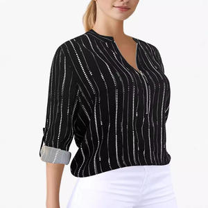 Camisas de Color Sólido de Moda Europea y Americana para Mujer, Nuevas Camisas de Gasa Elegantes y Holgadas con Cuello en V para Mujer - Product Image 4