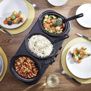 3X1.5L Marmite <span class=keywords><strong>Mijoteuse</strong></span> électrique et serveur de buffet <span class=keywords><strong>Triple</strong></span> chauffe-plats Pots en céramique avec 3 réglages de chaleur Ragoût automatique de soupe - Product Image 6