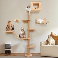 Arbre à chat d'intérieur multifonctionnel de style moderne en bois avec barre de préhension haute et conception modulaire large pour la décoration de la maison