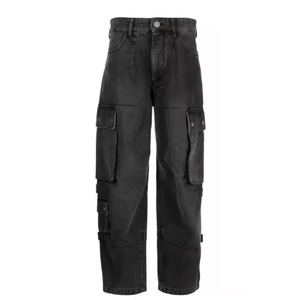 مخصص للرجال كارجو 15 أونصة قطن بنطلون جينز كلاسيكي مبطّن جينز فضفاض للرجال مستقيم 3D جيوب متعددة البضائع غسل الجينز الرجال - Product Image 5