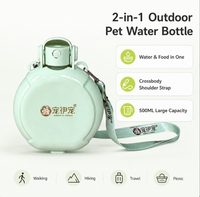 Nouveaux accessoires pour animaux de compagnie 2026 : Bouteille d'eau portable 2-en-1 de 500 ml pour chien avec gamelles et distributeurs de nourriture, idéale pour les voyages en extérieur et les promenades
