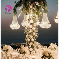Lustre en perles de cristal pour mariage, décoration de table de fête, scène, allée, fond de scène, lustre doré avec support pour décoration de fête
