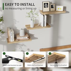 Wooden <b>Wall</b>-<b>mounted</b> <b>Shelves</b> 3 Tier Rectangle Multipurpose Display Rack Ironwood <b>Shelf</b> 55 - Product Image 2