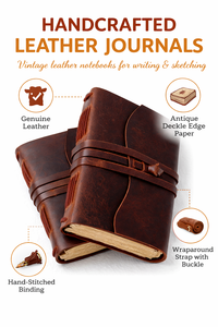 Handcrafted Classic Vintage Leather <b>Journals</b> with Antique Deckle Edge Paper for Sketching Travel Notes Art & Collectible Gifts - Product Image 5