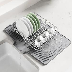 Modern Design Silicone Dish <strong>Drain</strong> <strong>Board</strong> Counter Top Dryer with Slope Guide for Home Kitchen Insulation Plate for Tableware - Product Image 1