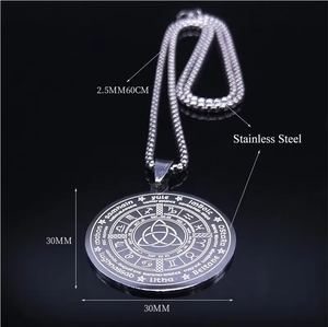 Collares de Joyería de Moda con Colgantes Redondos de Acero Inoxidable para Hombre, con Diseños Religiosos, de Astrología, Brujería y Adivinación Irlandesa - Product Image 6