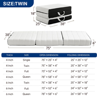 Matelas pliable portable taille double 6 pouces en mousse haute densité respirante et douce pour la peau, idéal pour le camping en extérieur