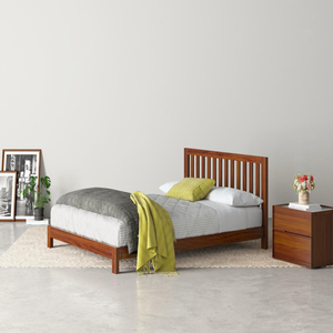 Lit moderne en bois de Sesham massif de taille Queen en chêne miel avec boîte de rangement pour meubles de chambre à coucher pour enfants ou adultes - Product Image 1