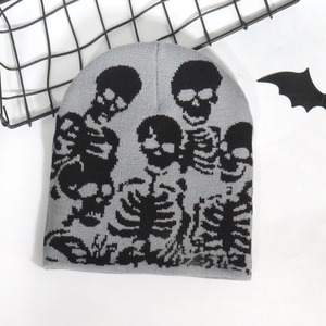Biểu Tượng Tùy Chỉnh Beanie Hat Halloween Skull Phong Cách Bold Patterned Outdoorwear Máy Thân Thiện Với Miễn Phí Dệt Kim Y2K Beanies Mũ Mùa Đông - Product Image 4