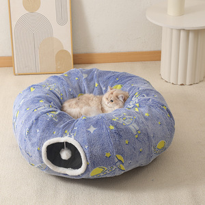 Cama plegable de lujo para gatos, cueva redonda, diseño de flores verdes, nido Rectangular para mascotas, juguete para amigos peludos - Product Image 4