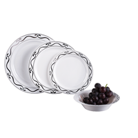 Vaisselle ronde moderne élégante de timbre chaud jetable résistant ensemble d'assiettes en plastique pour la partie