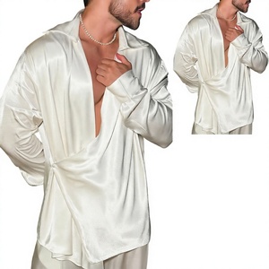 Camisa de Seda Casual para Hombre, Estilo Europeo y Americano, Diseño de Manga Larga, Holgada y Sexy, Nueva Colección de Primavera - Product Image 3