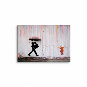 Printed Canvas: Banksy Rain Wall Art, Abstract Umbrella Decor,1P-Gallery <b>Wrapped</b> - Product Image 2