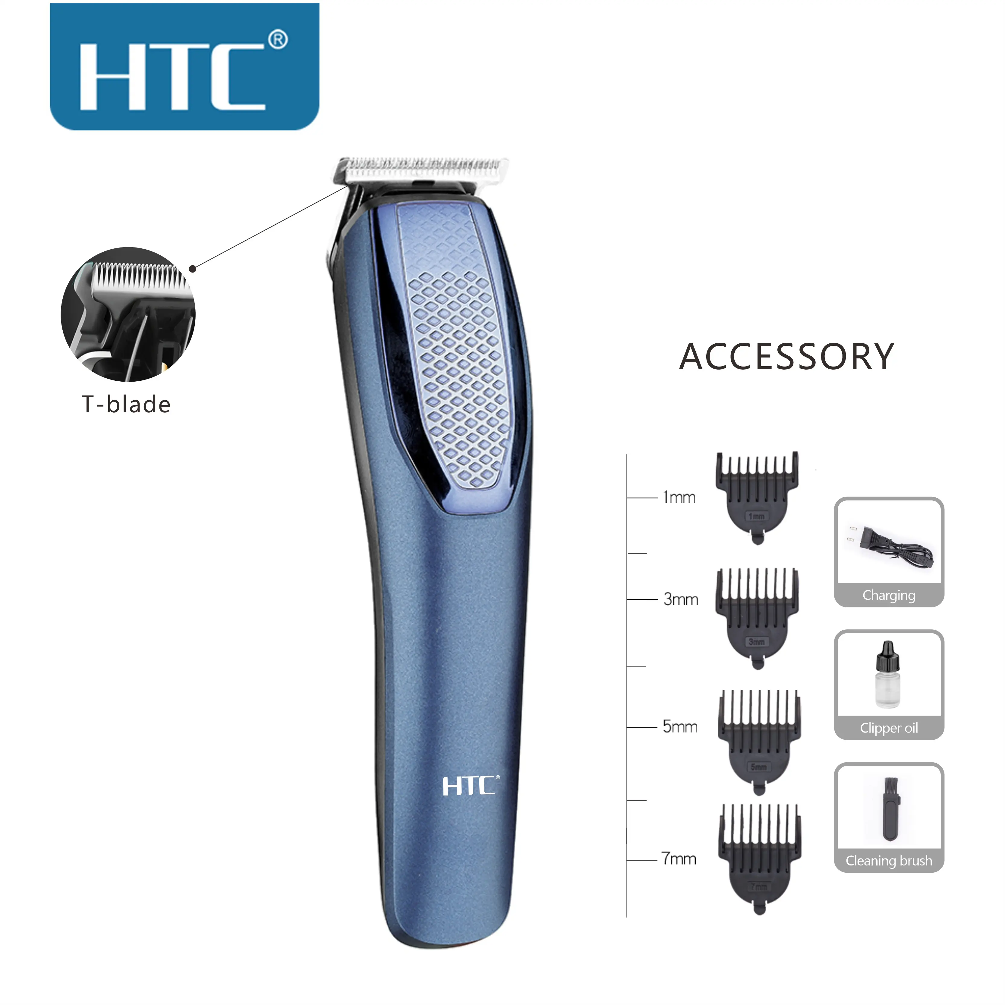 Триммер для волос HTC AT-1210 с нулевой стрижкой синего цвета, лидер продаж, профессиональная машинка для стрижки волос