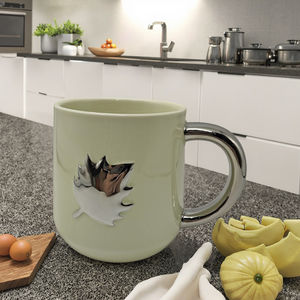 Venta al por mayor de tazas de cerámica con mango dorado personalizado patrón de calabaza sublimación todo el gres vegetariano para Matcha Brewing Drinking Cup - Product Image 2