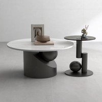 Vente directe d'usine de table basse moderne de luxe en marbre et fer avec rangement et tiroirs pour salon